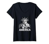 Mujer WTF América Estatua Libertad Diseño Camiseta Cuello V