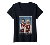 Mujer WTF es un kilómetro Abraham Lincoln George Washington Camiseta Cuello V