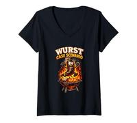 Mujer Wurst Case Scenario Funny Saying BBQ Lover Humor Sausage Camiseta Cuello V