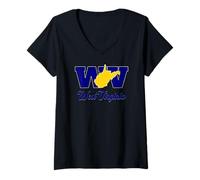Mujer WV West Virginia Mountain State Código de Esquema 304 Estilo Art Camiseta Cuello V