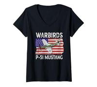Mujer WW2 Warbird P51 Mustang American Airplane Niños Niñas Niños Camiseta Cuello V