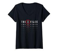 Mujer X-Files Logotipo Repetitivo Camiseta Cuello V