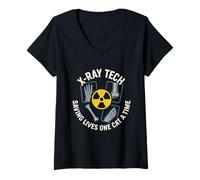 Mujer X-Ray Tech Saving Lives One Cat At A Time Humor Radiología Camiseta Cuello V