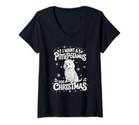 Mujer Xmas I Want A Pittiepotamus for Christmas Pitbull Dog Camiseta Cuello V
