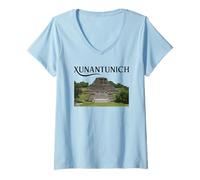 Mujer Xunantunich Belice Maya Temple Travel Centroamérica Tikal Camiseta Cuello V