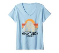 Mujer Xunantunich Belice Maya Temple Travel Centroamérica Tikal Camiseta Cuello V