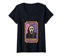 Mujer XV El Grito Tarot Diseño de Cartas Fantasma Camiseta Cuello V