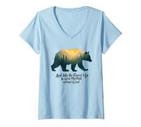 Mujer Y en el Bosque voy a Perder mi Mente Camping Bear Camiseta Cuello V