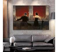 Mujer y hombre modernos disfrutan bebiendo en el bar Pinturas en lienzo Pósteres Impresiones Imágenes artísticas de pared para decoración de sala de estar Cuadros 30x60cm (12x24 pulgadas) Sin marco