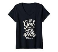 Mujer Y mi Dios suplirá Todas mis Necesidades Filipenses 4:19 Camiseta Cuello V