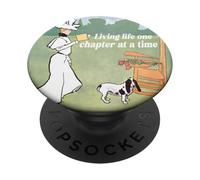 Mujer y su Perro Amante de los Libros Viviendo la Vida un capítulo a la Vez PopSockets PopGrip Adhesivo