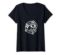 Mujer Y2K 90s Adorable mapache asustado aterrador bajo la cola estrellada Camiseta Cuello V