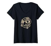 Mujer Y2K 90s Clever Scared Raccoon da miedo bajo la cola estrellada Camiseta Cuello V
