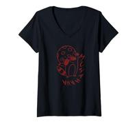 Mujer Y2K 90s Creepy Raccoon Evil Laugh Under The Moon Camiseta Cuello V