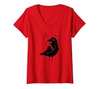 Mujer Y2K 90s Cuervo Oscuro con Cuchillo Camiseta Cuello V