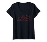 Mujer Y2K 90s Tea Time con ratón Caracol y Gusano Camiseta Cuello V