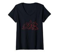 Mujer Y2K 90s Tea Time Debajo de Las Estrellas con ratón Caracol y Gusano Camiseta Cuello V