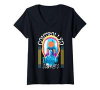 Mujer Y2K Controlado - Bold Urban Graffiti Aesthetic Camiseta Cuello V
