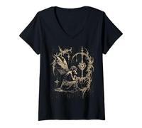 Mujer Y2K Grunge Fairycore Alt Gothic Sigilism Vintage Graphic Camiseta Cuello V