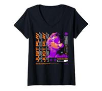 Mujer Y2K Just Play - Estética de graffiti urbano audaz Camiseta Cuello V