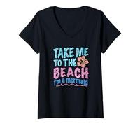 Mujer Y2K Take Me to The Beach I'm a Mermaid Retro 2000s Aesthetic Camiseta Cuello V
