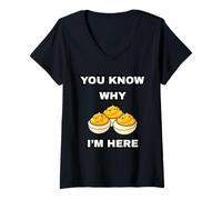 Mujer Ya Sabes por qué Estoy aquí Deviled Egg Cena Divertida de Acción de Gracias Camiseta Cuello V