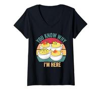 Mujer Ya Sabes por qué Estoy aquí Divertidos Huevos Rellenos de Acción de Gracias Camiseta Cuello V