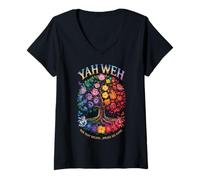 Mujer Yahweh Our Very Breath Speaks His Name Versículo de la Biblia Religioso Camiseta Cuello V