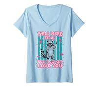 Mujer Yall were Feral But I Low Key Love You Funny Raccoon Teacher Camiseta Cuello V