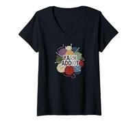 Mujer Yarn Addict Knitting Crochet Crafter Hobby Design Camiseta Cuello V