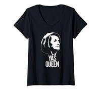 Mujer YAS Queen Nancy Pelosi Presidente Congreso Feminista Meme Camiseta Cuello V