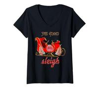 Mujer Yass Queen Sleigh Cute Christmas Funny Christmas Holiday Veibes Camiseta Cuello V