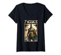 Mujer Yasuke African Samurai Artes Marciales Negras Historia Japonesa Camiseta Cuello V