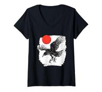 Mujer Yatagarasu T | Cuervo de Tres Patas | Mitología Japonesa Camiseta Cuello V