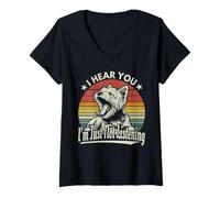 Mujer Yawn Cairn Terrier Te escucho, no voy a Escuchar Sunset Retro Camiseta Cuello V
