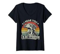 Mujer Yawn Catahoula Leopard Te escucho, no Estoy Escuchando Sunset Camiseta Cuello V