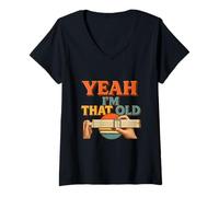 Mujer Yeah I'm That Old Slide Rule Calculadora analógica mecánica Camiseta Cuello V