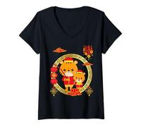 Mujer Year of The Tiger Chinese New Year 2022 Kids Toddlers Family Camiseta Cuello V