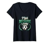 Mujer Yell Because I Care Soccer Dad Camiseta Cuello V