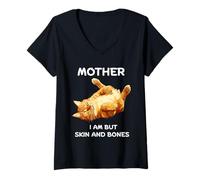 Mujer Yellow Cat | Mother I Am But Skin and Bones Camiseta Cuello V