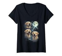 Mujer Yellow Labrador Retriever Moon Dog Lover Camiseta Cuello V