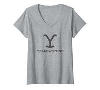 Mujer Yellowstone Big Chest Distressed Logo Camiseta Cuello V