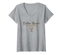 Mujer Yellowstone Dutton Ranch Montana Big Chest Logo Camiseta Cuello V