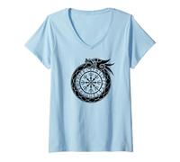 Mujer Yelmo nórdico de Ouroboros del asombro Camiseta Cuello V