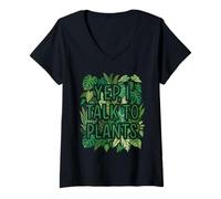 Mujer Yep, I Talk To Plants Funny Plant Lover Gardening Humor Camiseta Cuello V