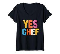 Mujer Yes Chef Funny Culinary Cook Cocina Humor profesional Camiseta Cuello V