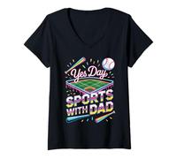 Mujer Yes Day Sports con papá Camiseta Cuello V