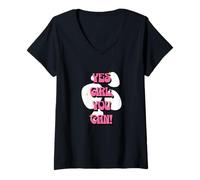 Mujer Yes Girl, You Can! | Positive Affirmations Pink para mujer Camiseta Cuello V