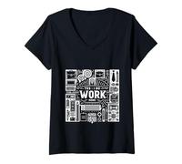 Mujer Yes I Do Work Here Servicio sarcástico de empleados ||- Camiseta Cuello V