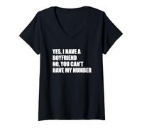 Mujer Yes I Have A Boyfriend No You Can't Have My Number Camiseta Cuello V